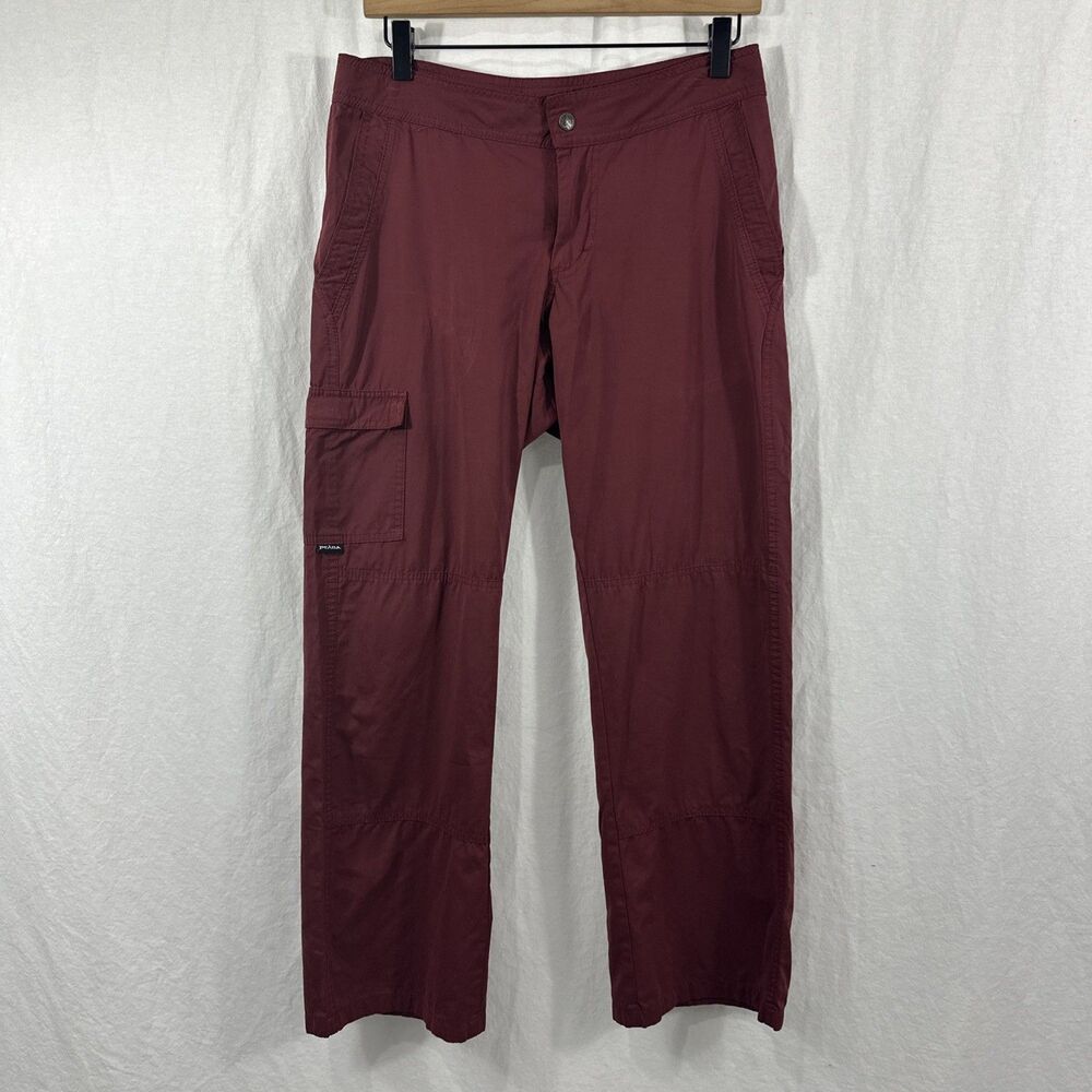 Prana Red Zion Cargo Pants Womens Sz M USA Outdoor Granola Hiking Colorful